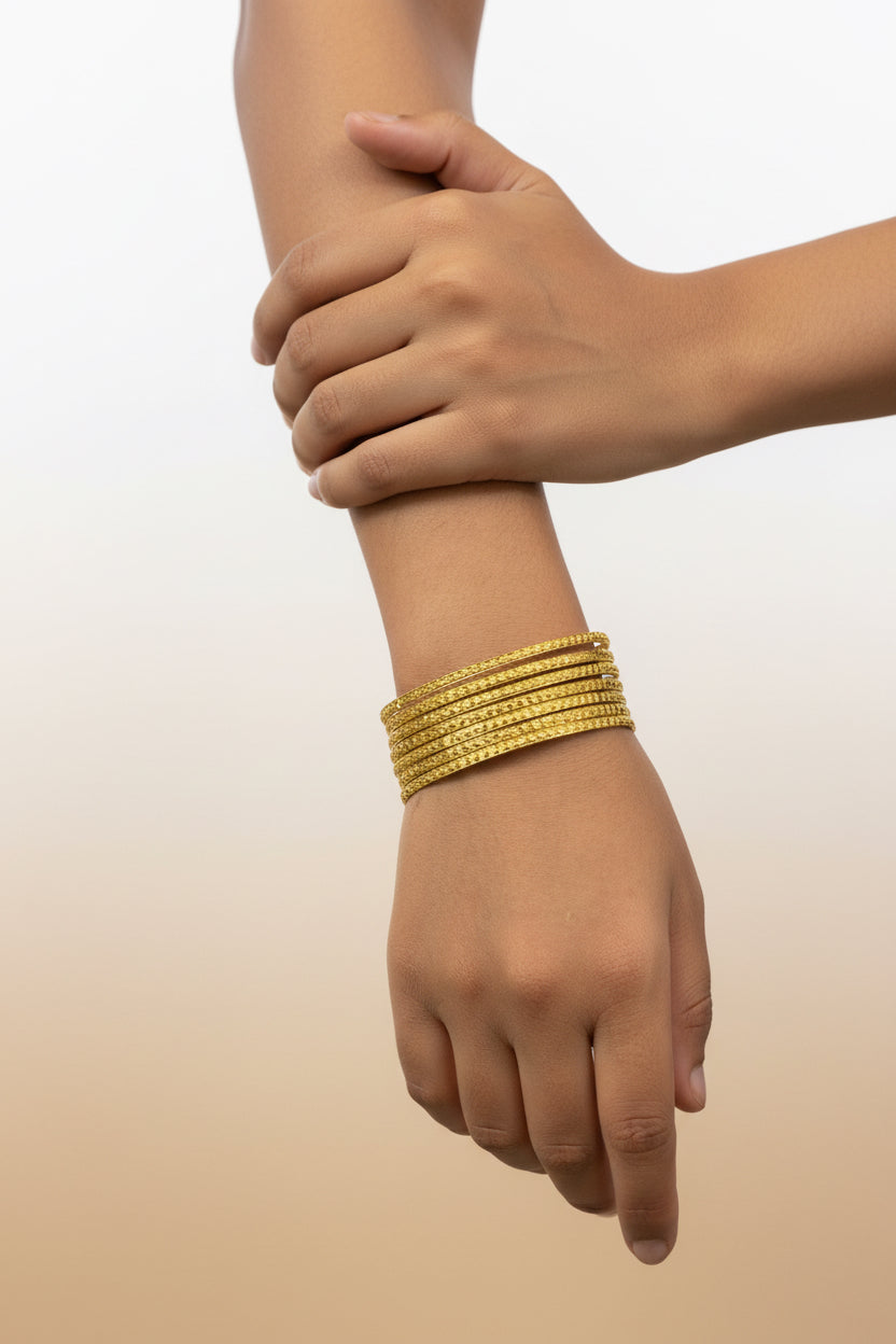 Textured Gold Bangles