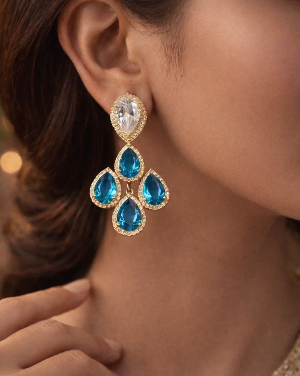 Azure Cascade Drop Earrings