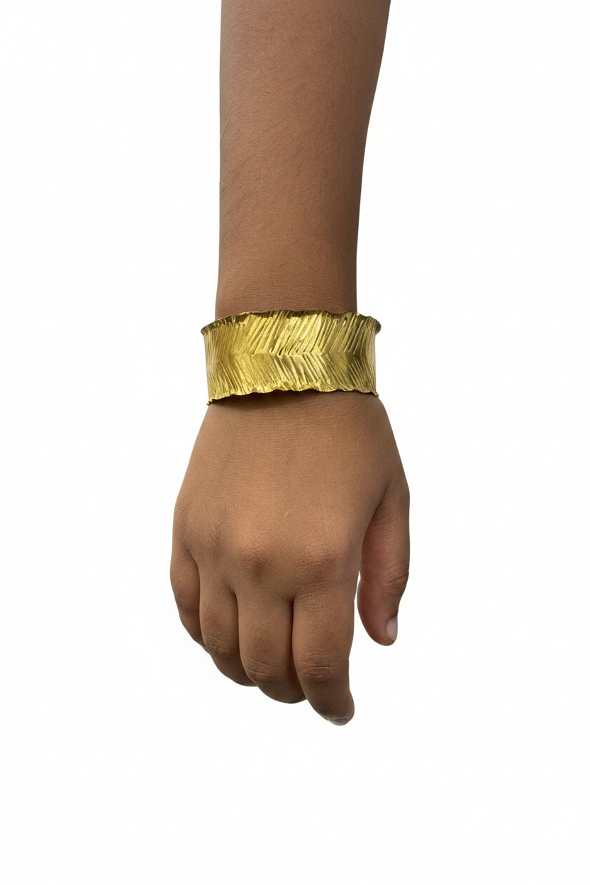 Leaf-Etched Statement Cuff