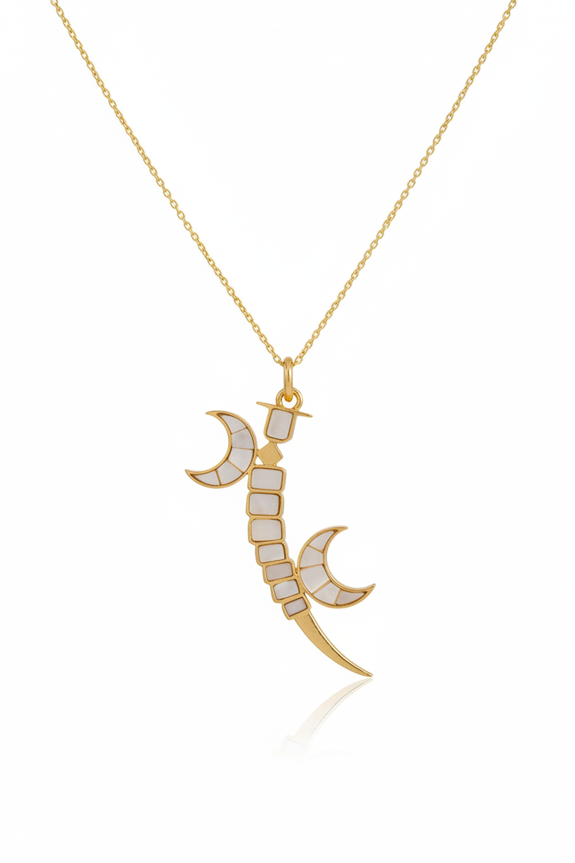 Two crescent moon charms pendant