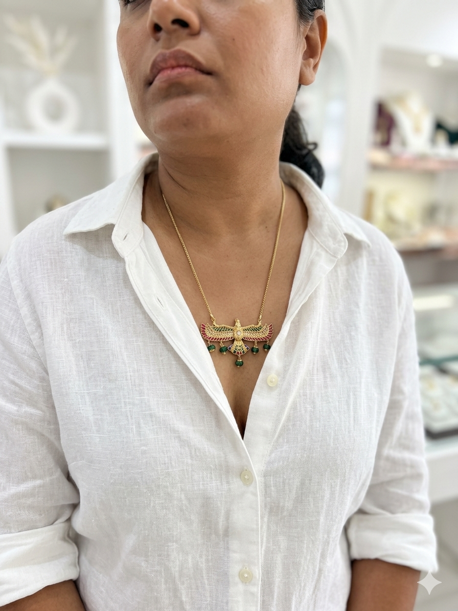 Navratna Peacock Pendant