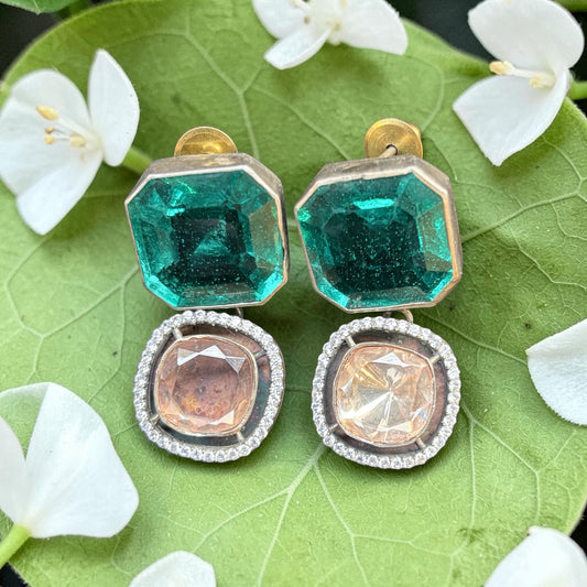 Mughal Garden Emerald & Polki Earrings