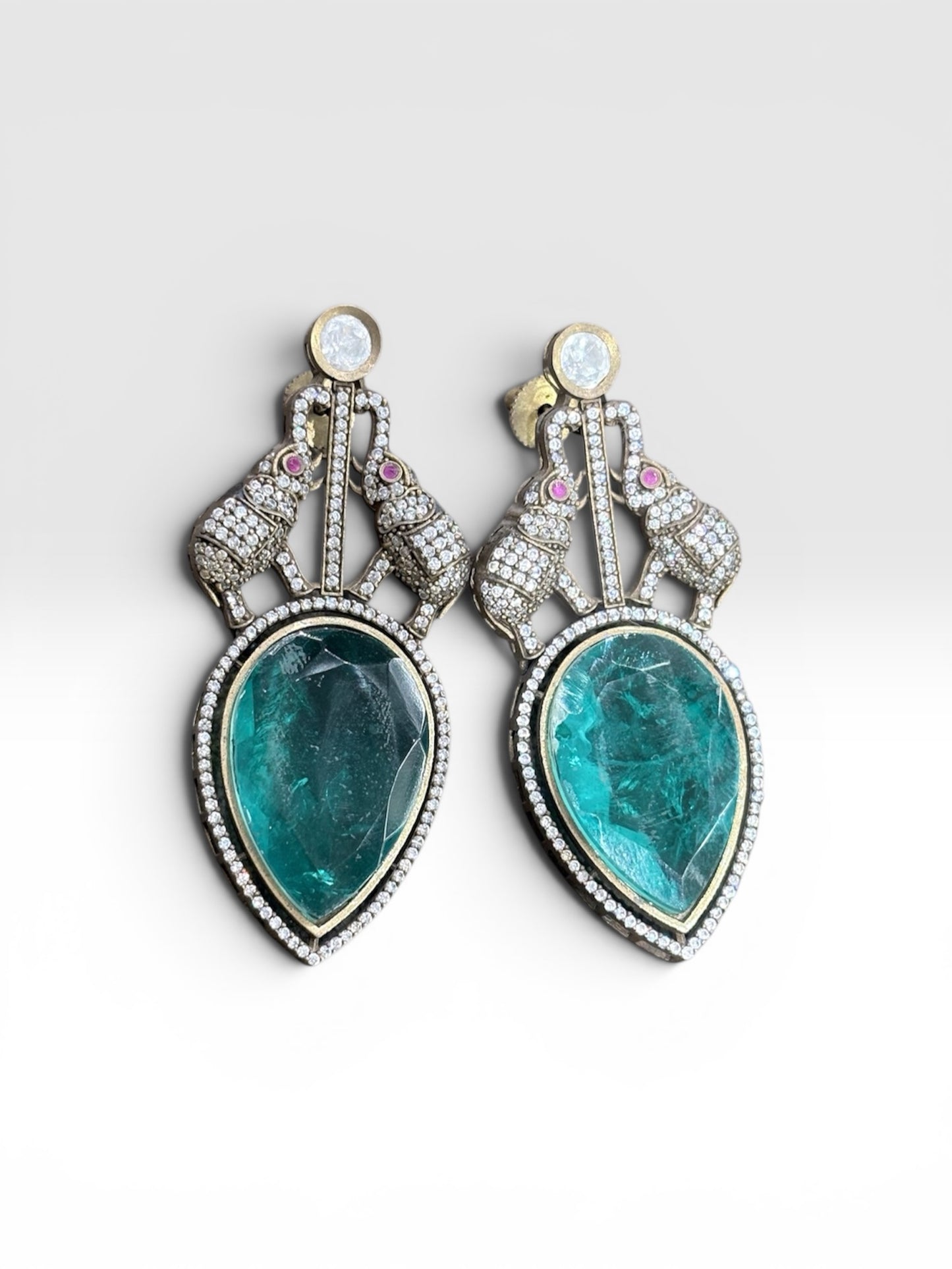 Royal Elephant Teardrop Chandelier Earrings
