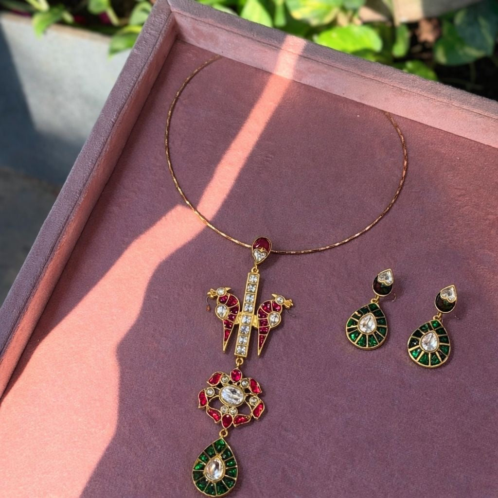 Mughal Mayur Hasli Necklace Set