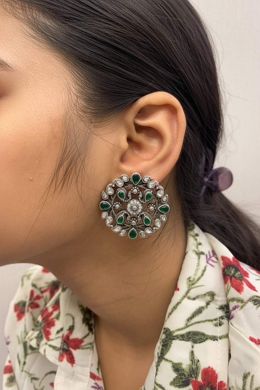 Bloom Oxidised Stud Earrings