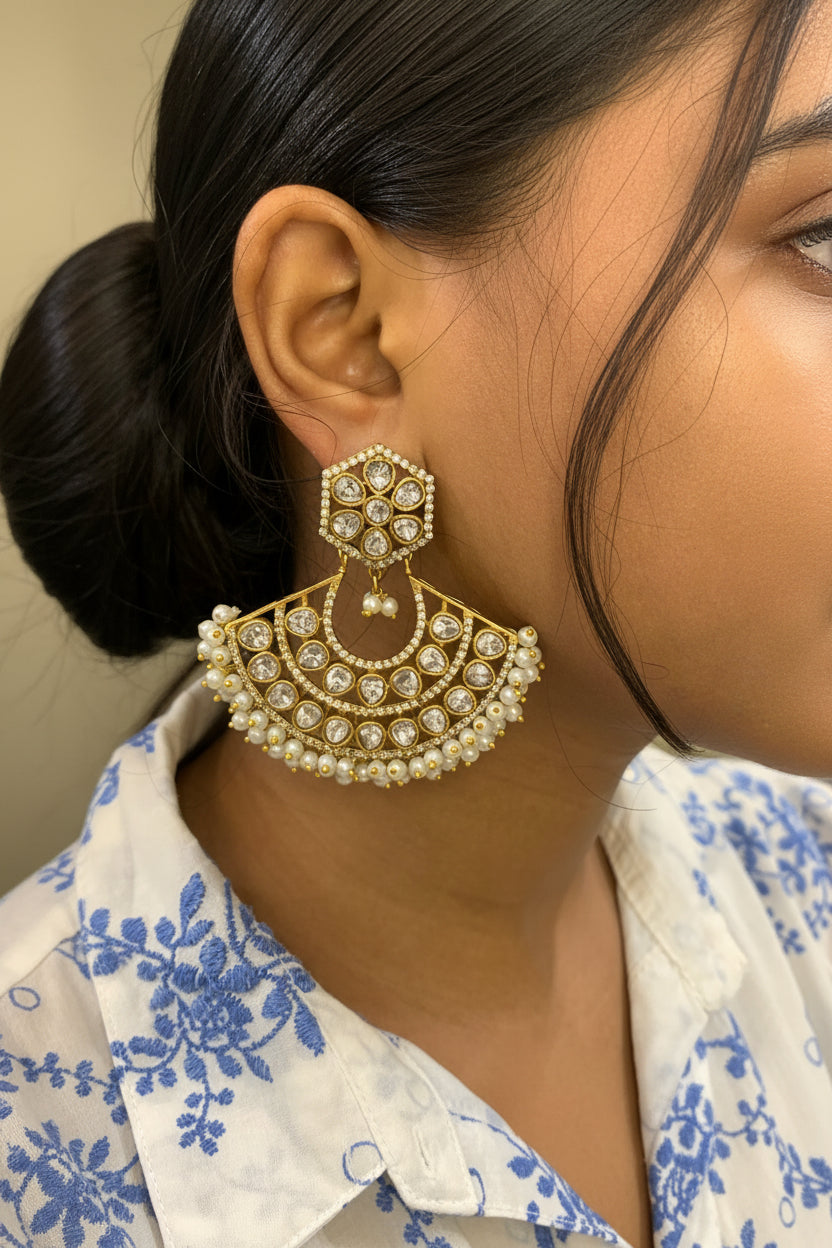 floral kundan stud top