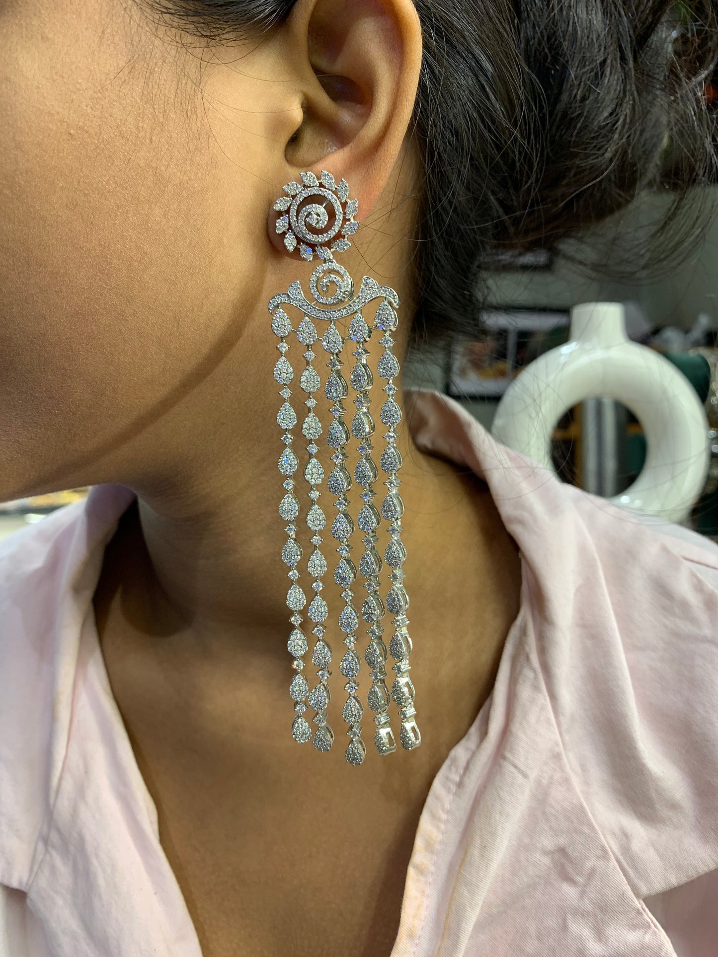 Radiant Cascade Diamond Earrings