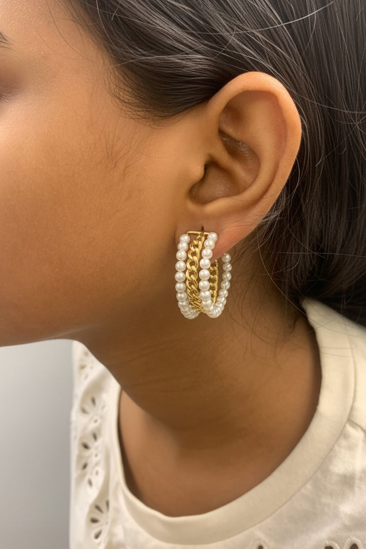 Pearl Link Hoops