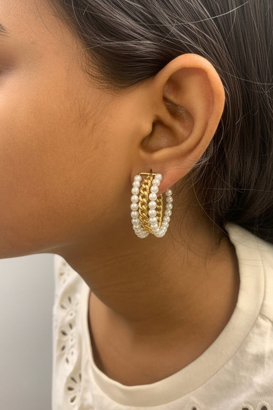 Pearl Link Hoops