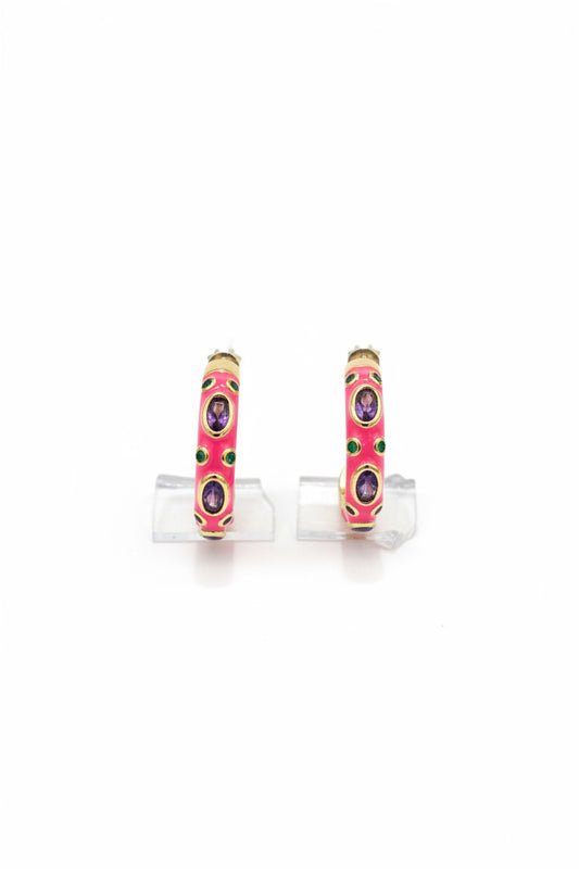Red Enamel Crystal Hoop