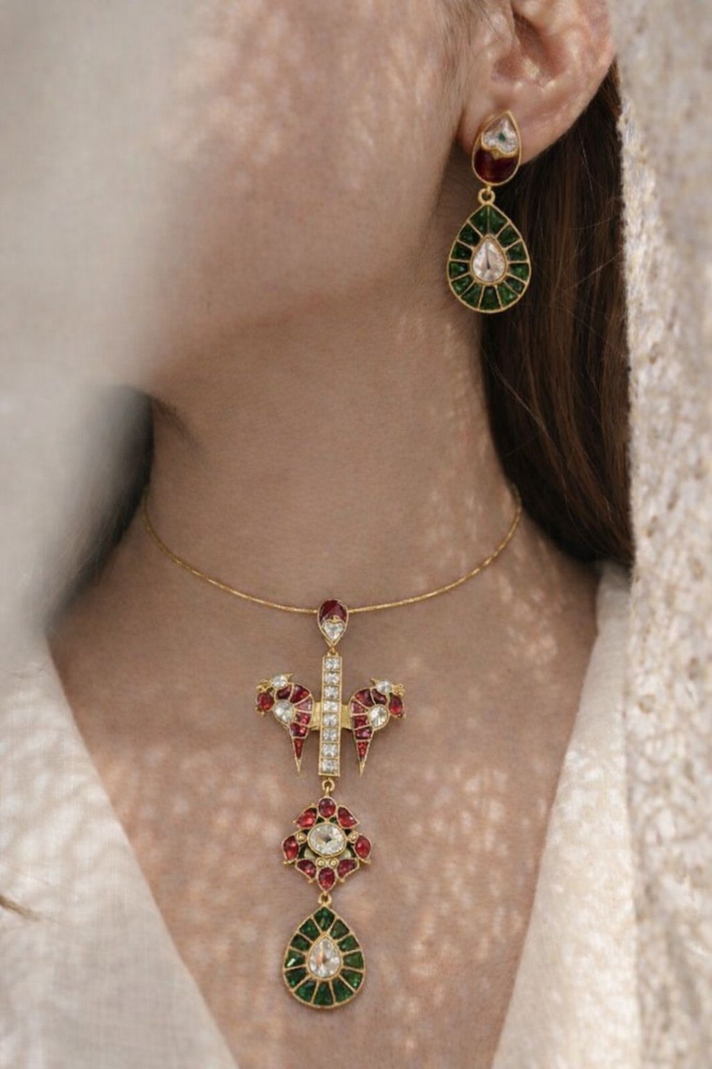 Mughal Mayur Hasli Necklace Set