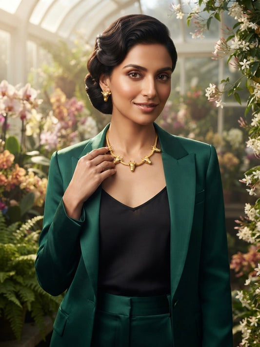 Gold Bull Head Necklace Set