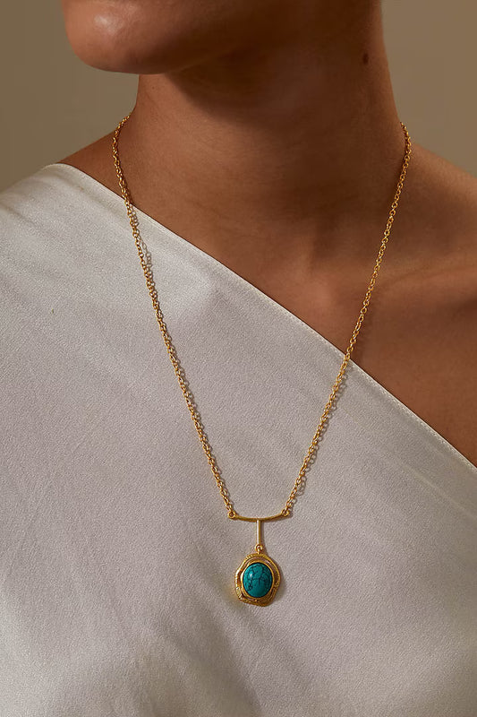 Gold Plated Turquoise Stone Necklace