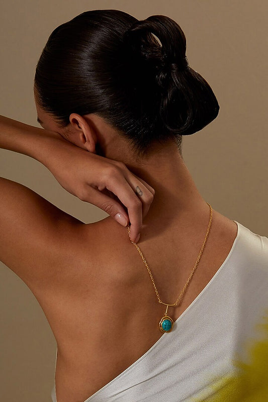 Gold Plated Turquoise Stone Necklace