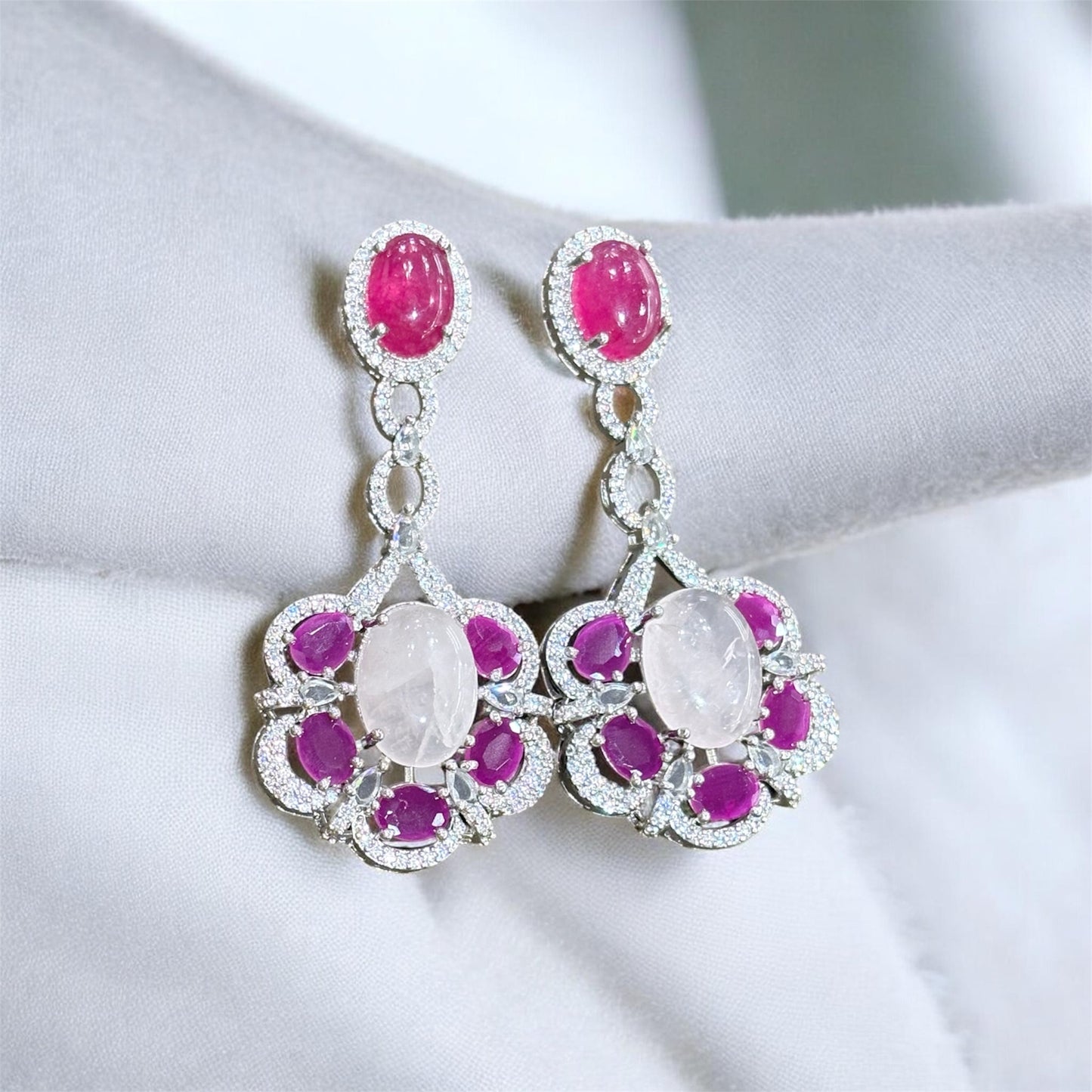 Floral Halo Chandelier Drop Earrings