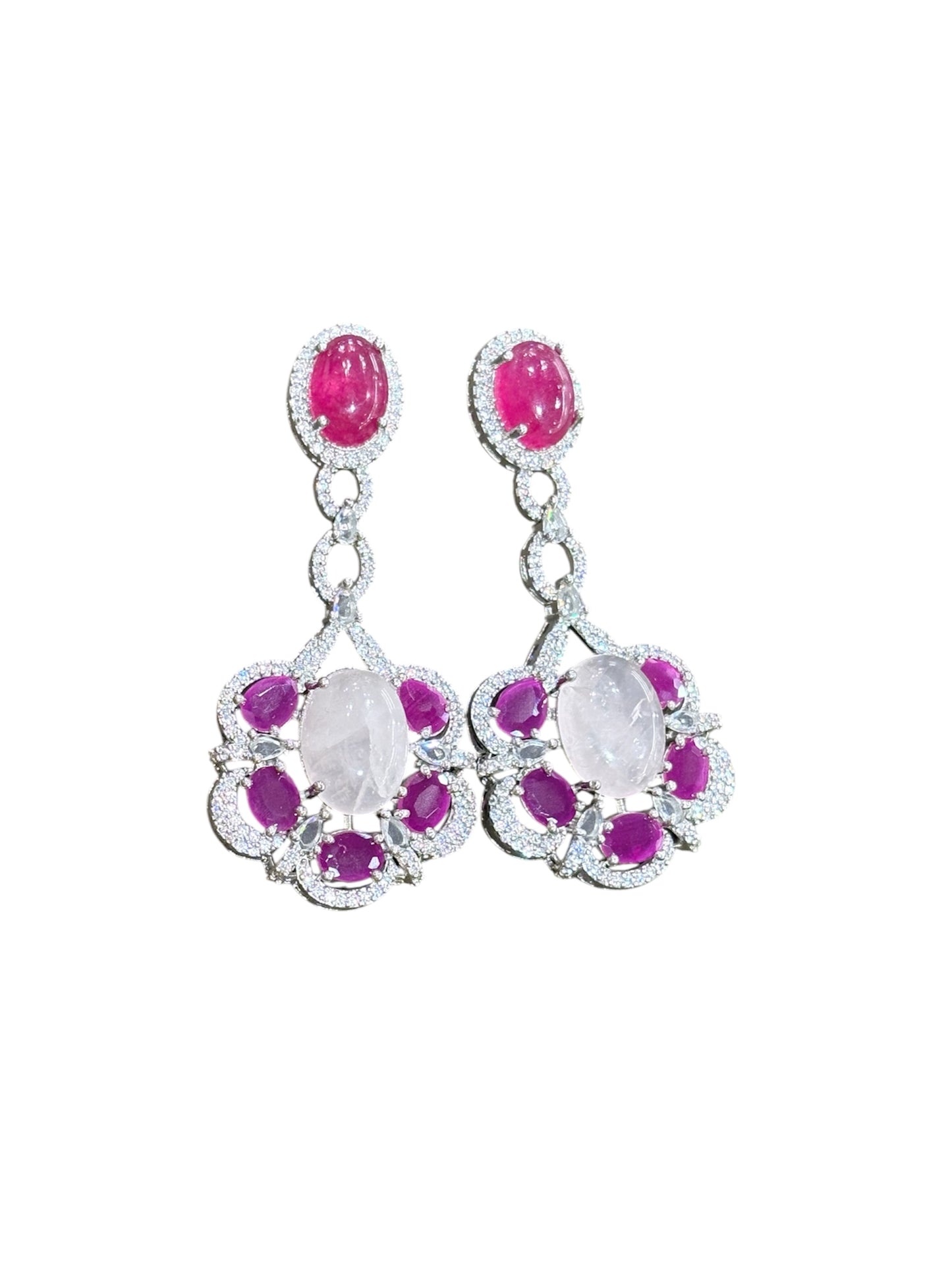 Floral Halo Chandelier Drop Earrings