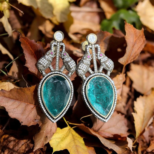Royal Elephant Teardrop Chandelier Earrings