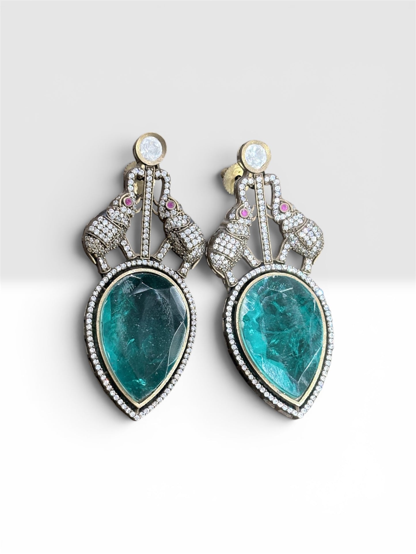 Royal Elephant Teardrop Chandelier Earrings