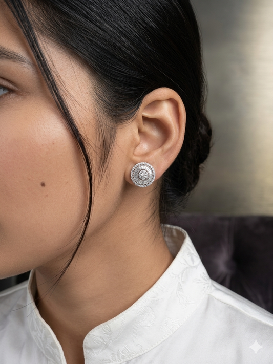 Baguette Cluster Stud Earrings