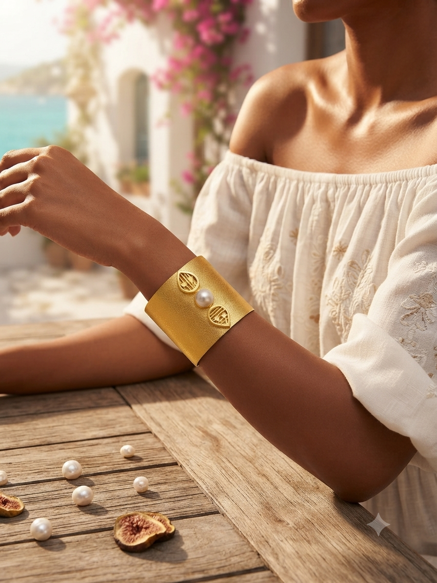 The Sunburst Pearl Crossover Cuff