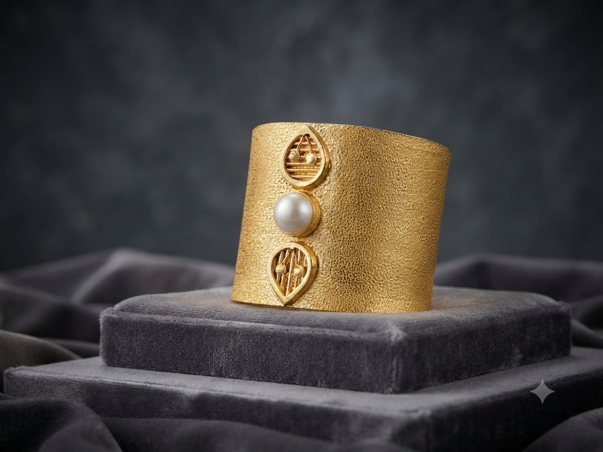 The Sunburst Pearl Crossover Cuff