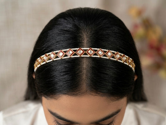 Maroon Kundan Polki Kundan Sheeshphool